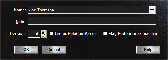CompuHost V3 add performer screen